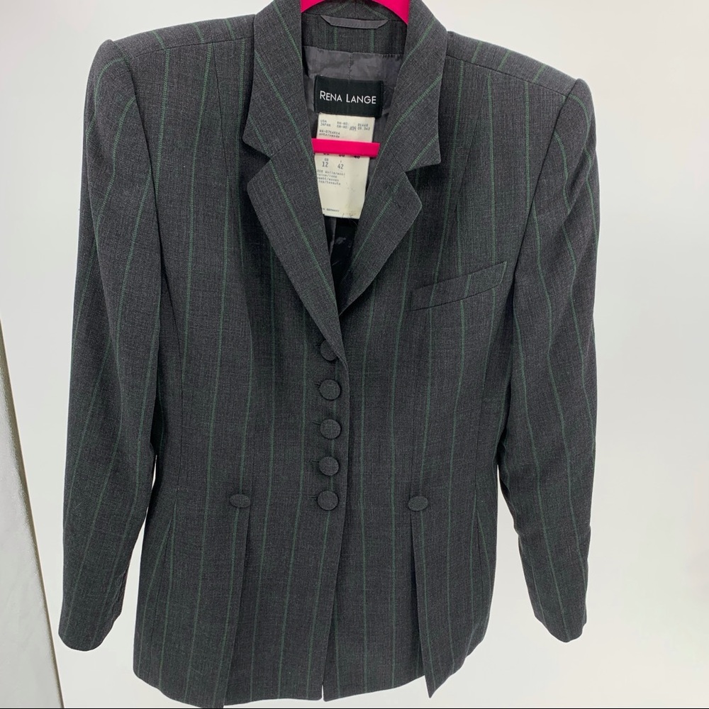 Rena Lange Grey Pin Striped Blazer 8 Read